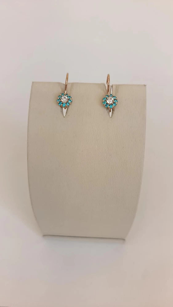 Серьги с фианитом из красного золота 585 пробы 1
