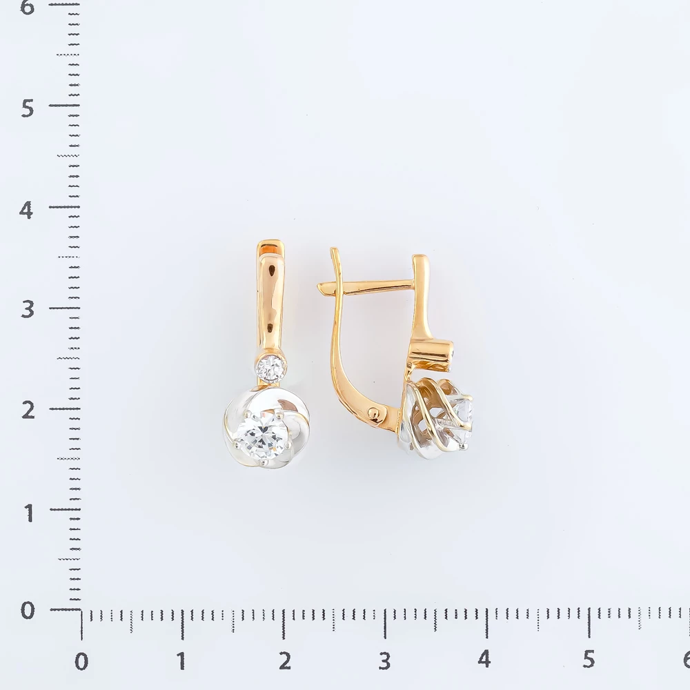 Серьги с фианитом из красного золота 585 пробы 2
