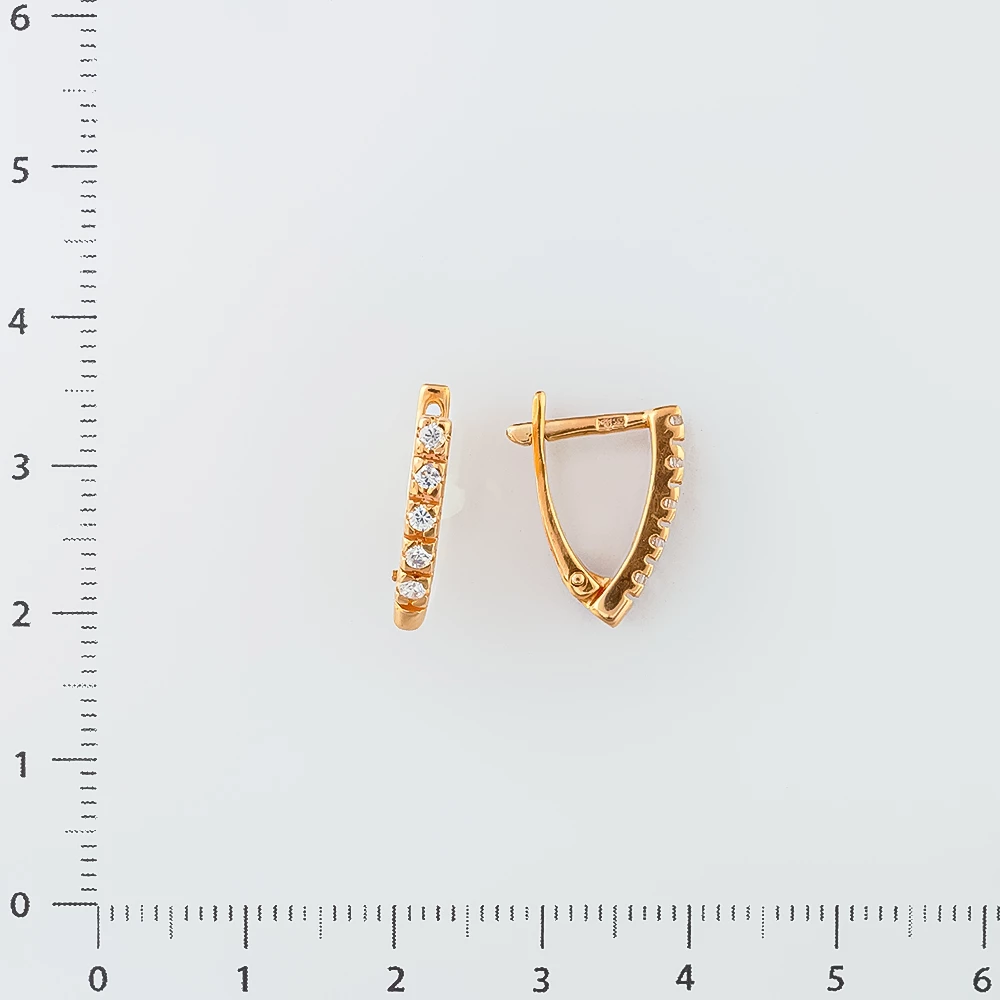 Серьги с фианитом из красного золота 585 пробы 2