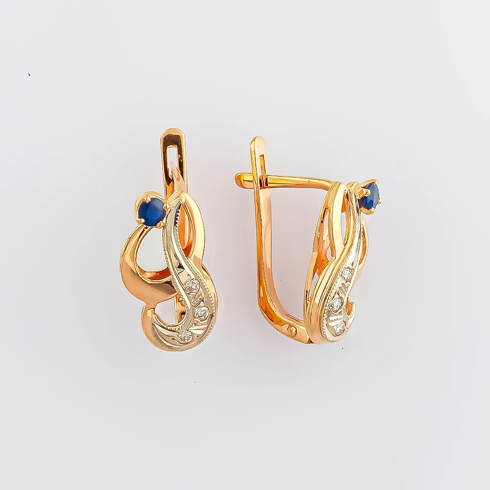 Серьги с сапфиром из красного золота 585 пробы 1