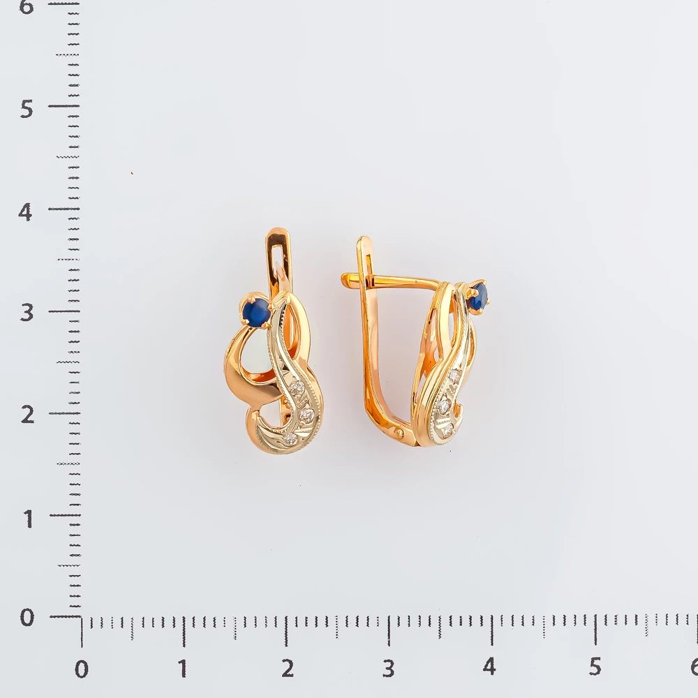 Серьги с сапфиром из красного золота 585 пробы 2