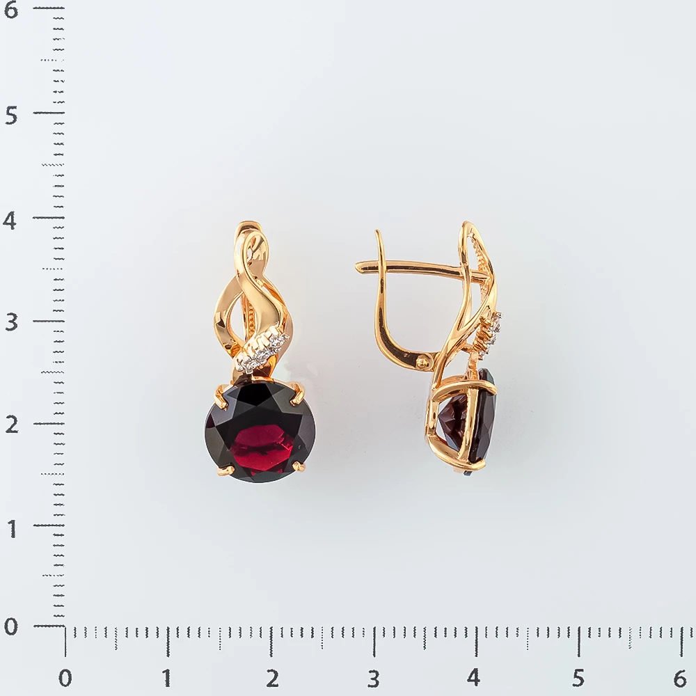 Серьги с гранатом из красного золота 585 пробы 2