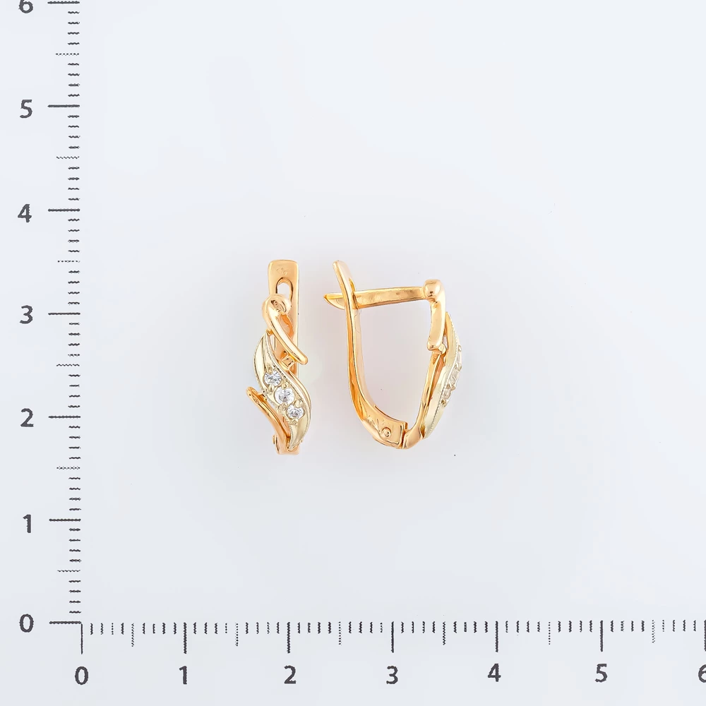 Серьги с фианитом из красного золота 585 пробы 2