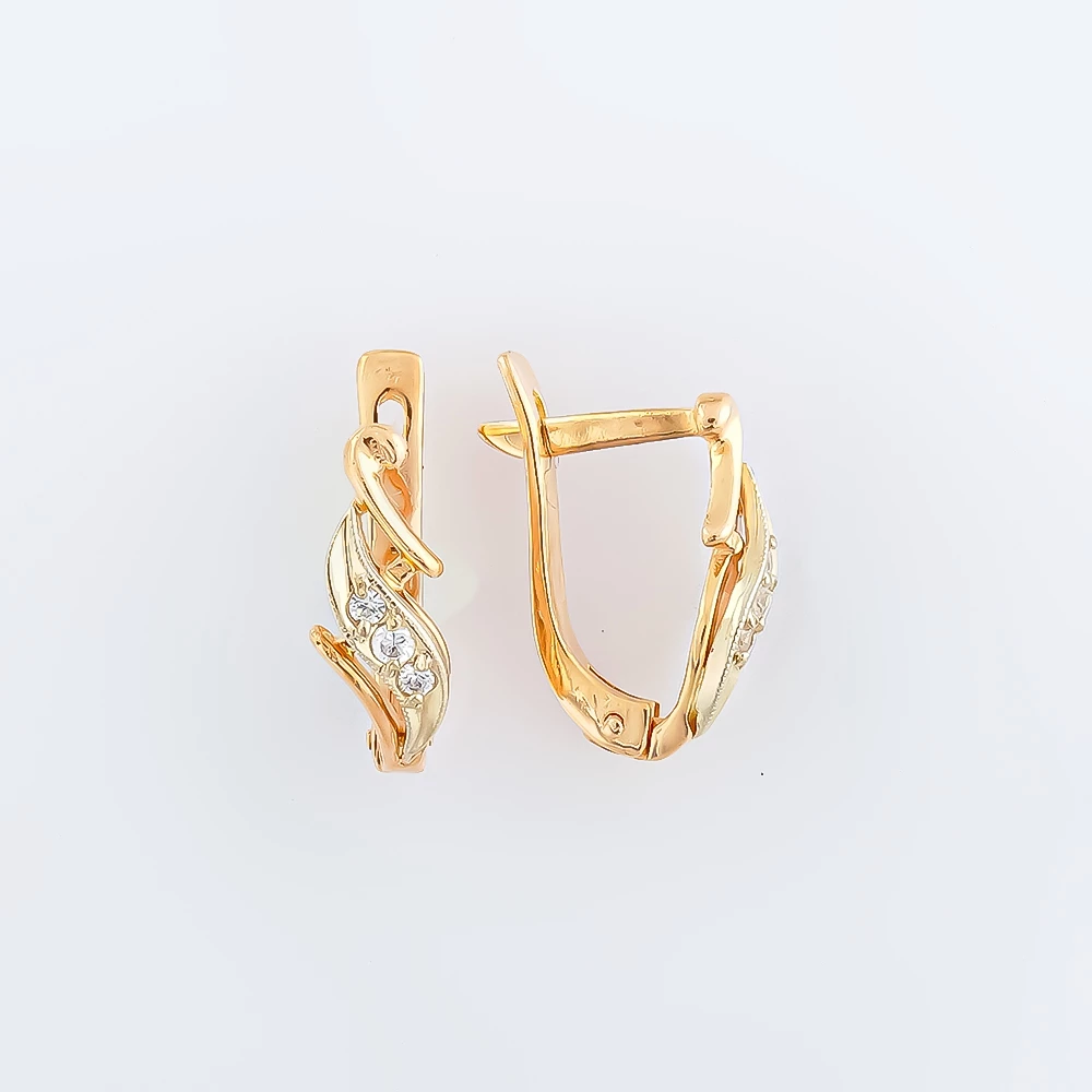 Серьги с фианитом из красного золота 585 пробы 1