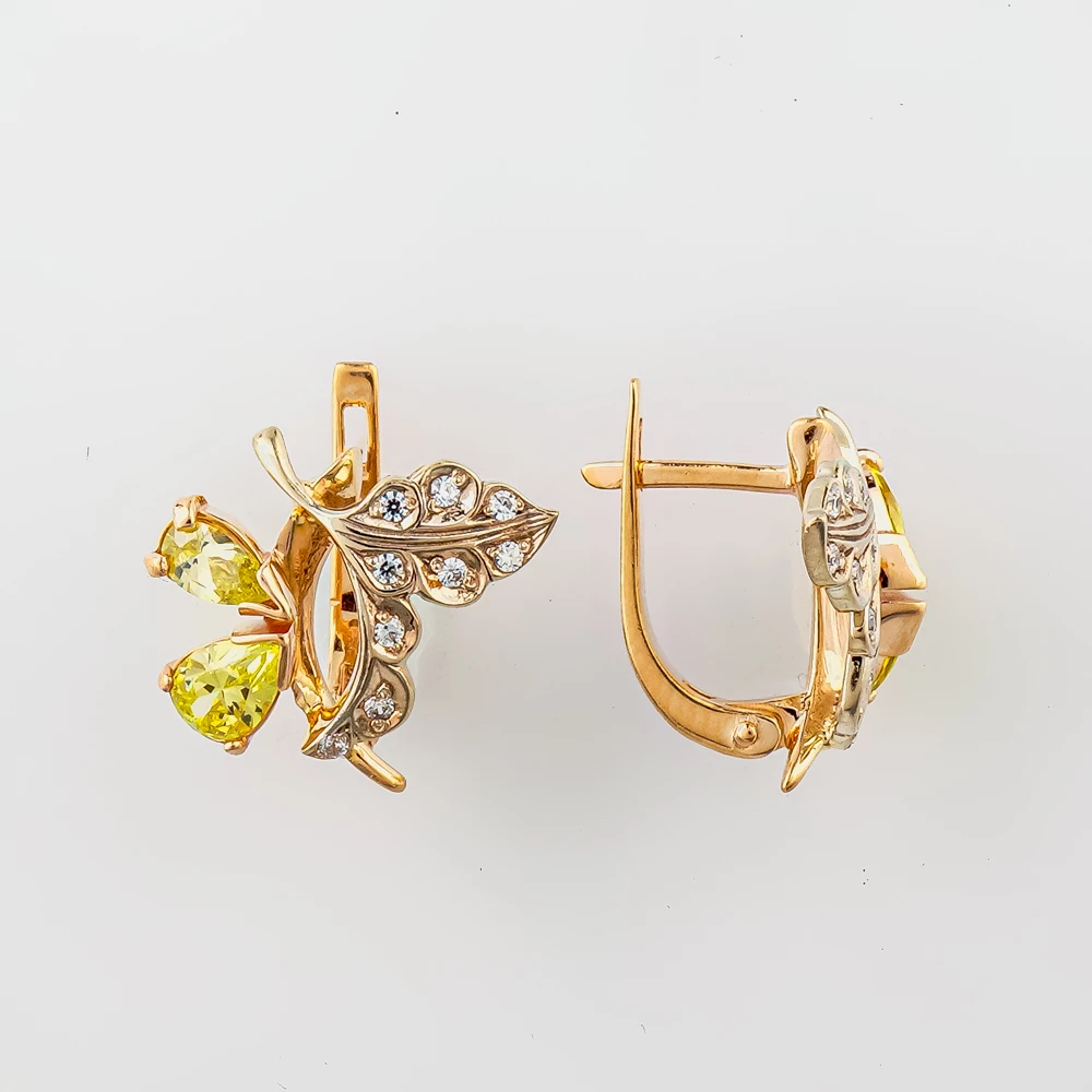Серьги с ситаллом из красного золота 585 пробы 1
