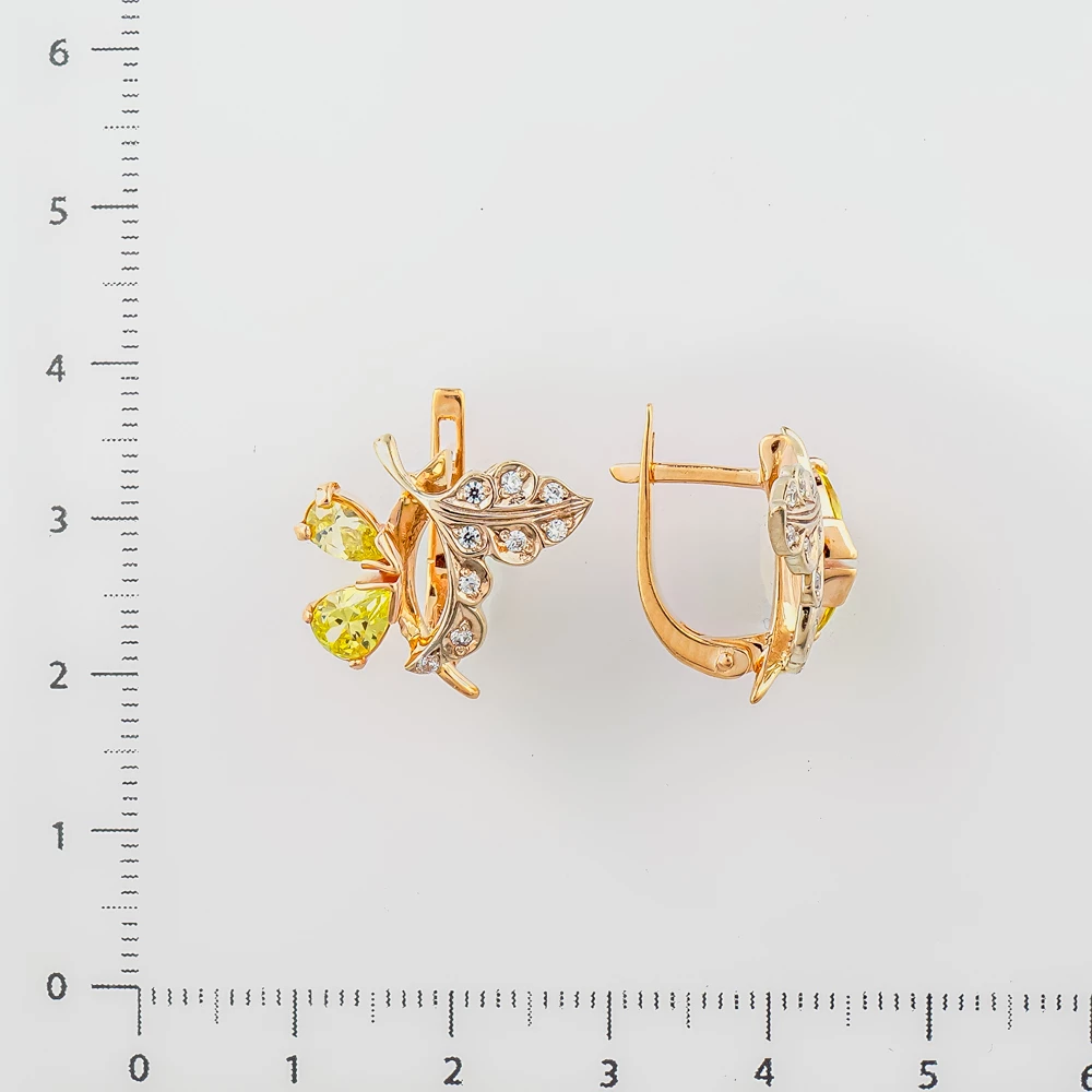 Серьги с ситаллом из красного золота 585 пробы 2