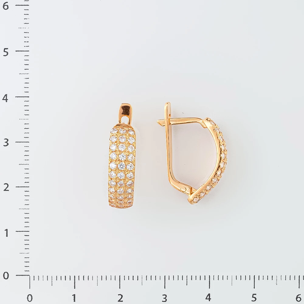 Серьги с фианитом из красного золота 585 пробы 2