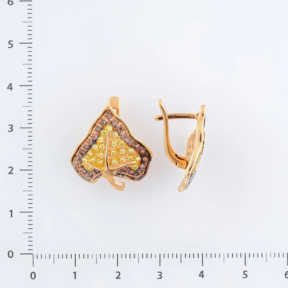 Серьги с фианитом из красного золота 585 пробы 2