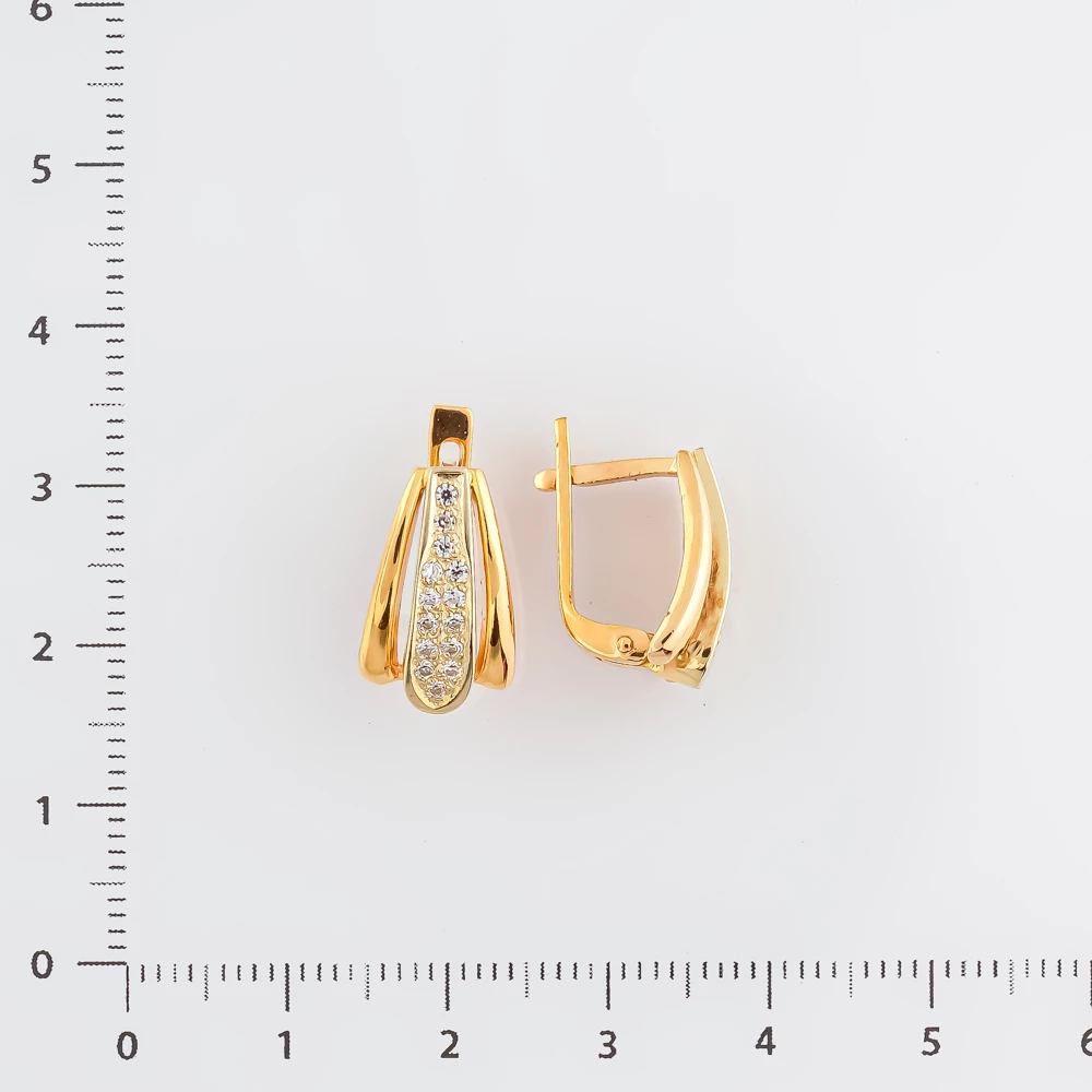 Серьги с фианитом из красного золота 585 пробы 2