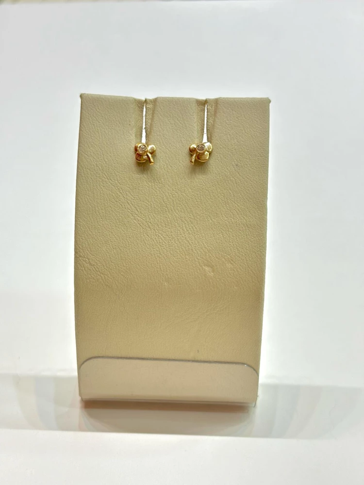Серьги с фианитом из красного золота 585 пробы 1