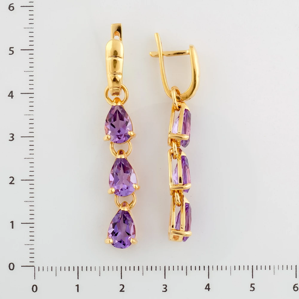 Серьги с аметистом из красного золота 585 пробы 2