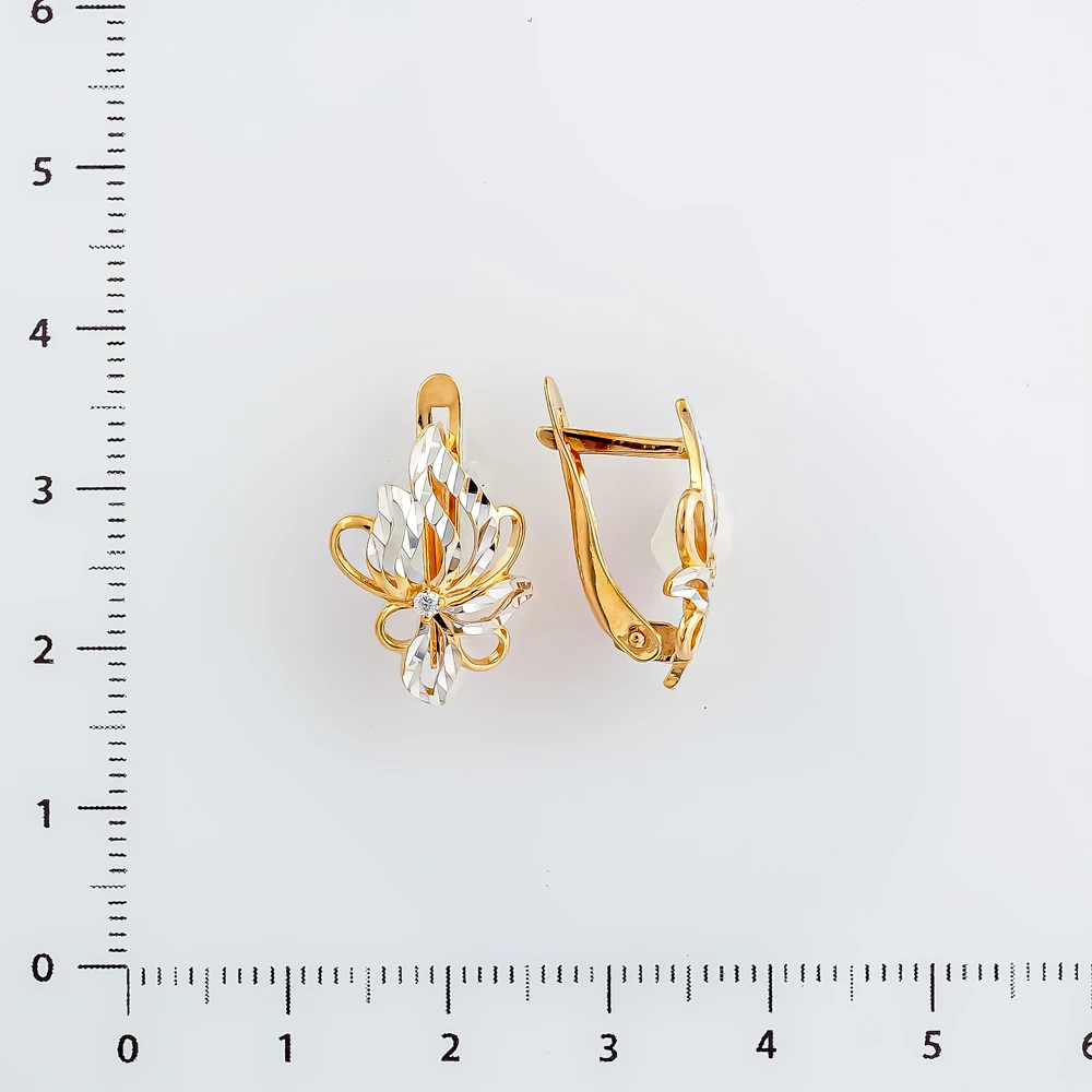 Серьги с фианитом из красного золота 585 пробы 2