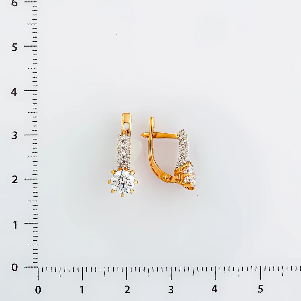 Серьги с фианитом из красного золота 585 пробы 2
