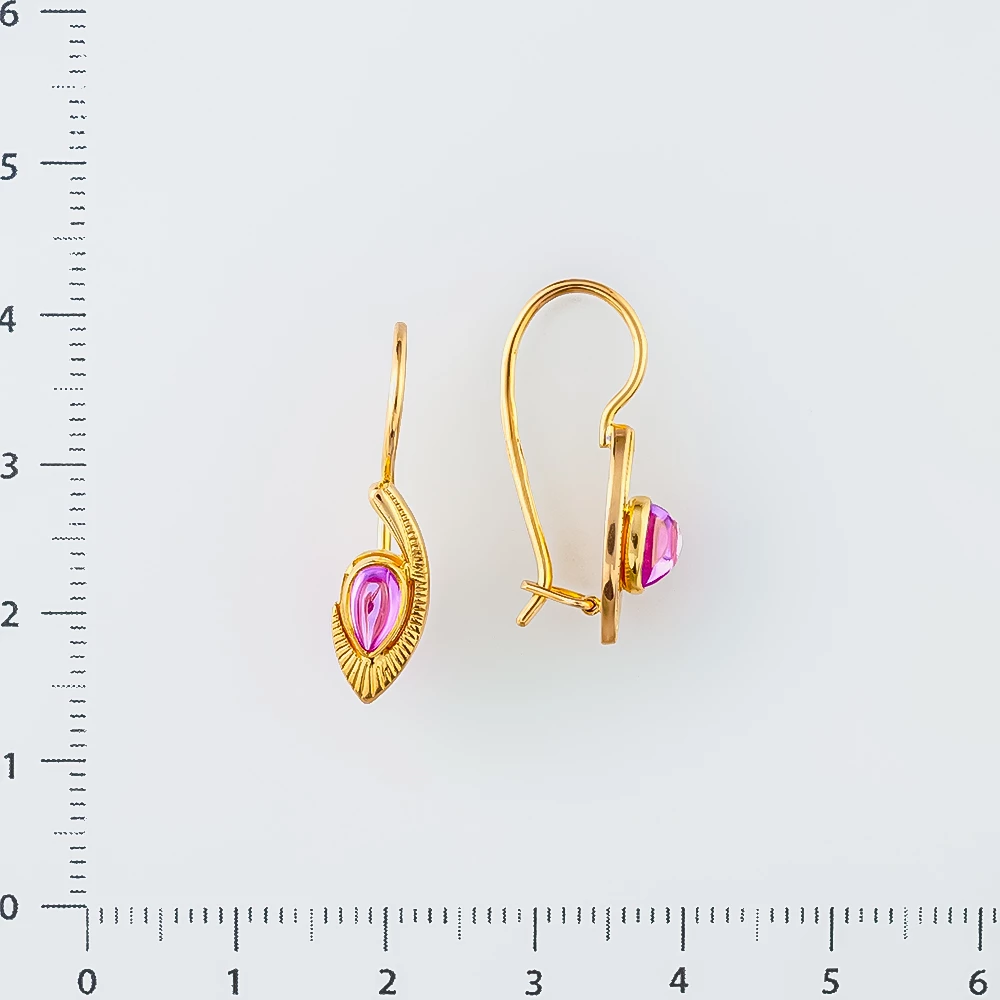 Серьги с фианитом из красного золота 585 пробы 2