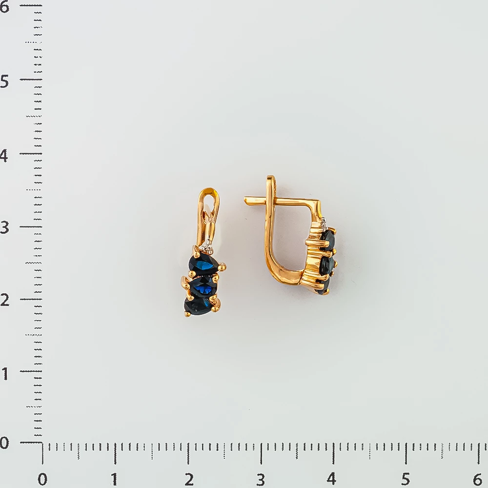 Серьги с сапфиром из красного золота 585 пробы 2