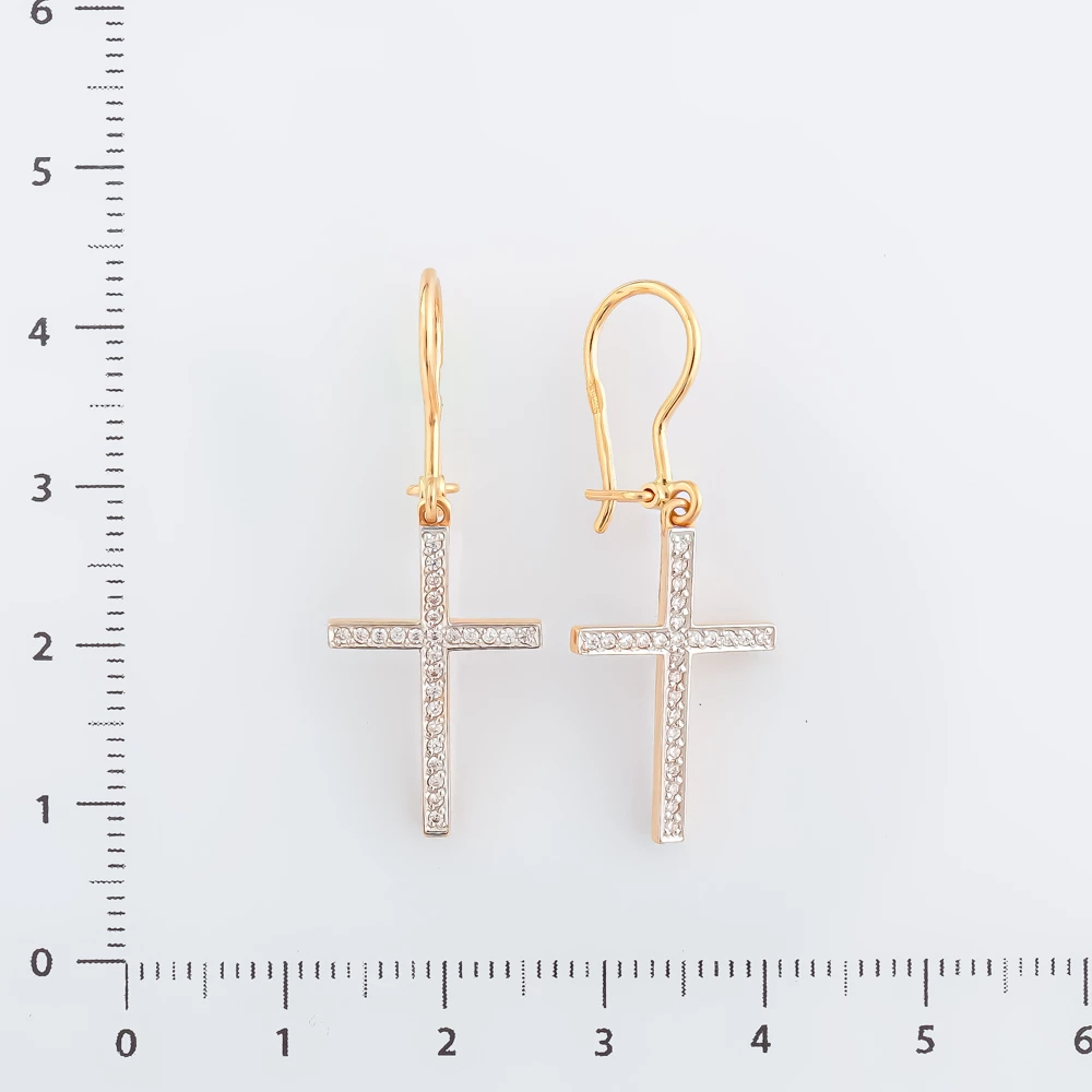 Серьги с фианитом из красного золота 585 пробы 2