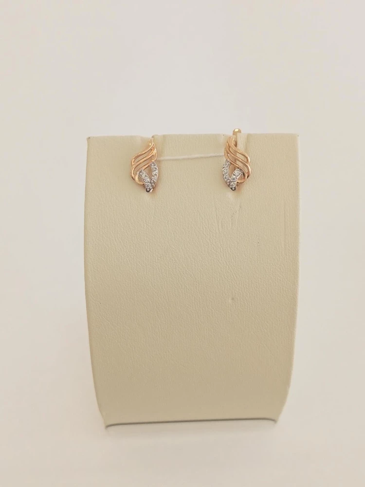 Серьги с фианитом из красного золота 585 пробы 1