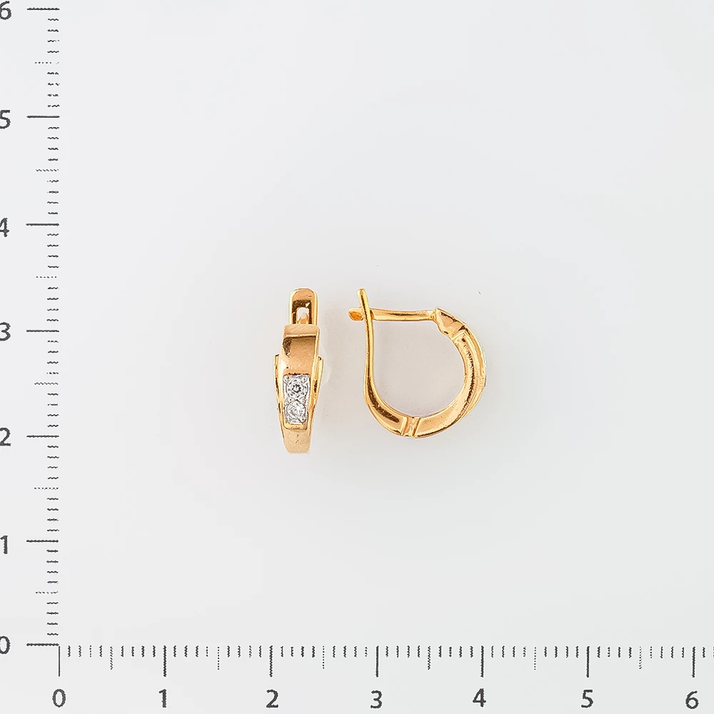 Серьги с фианитом из красного золота 585 пробы 2