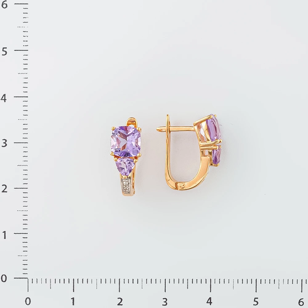 Серьги с аметистом из красного золота 585 пробы 2