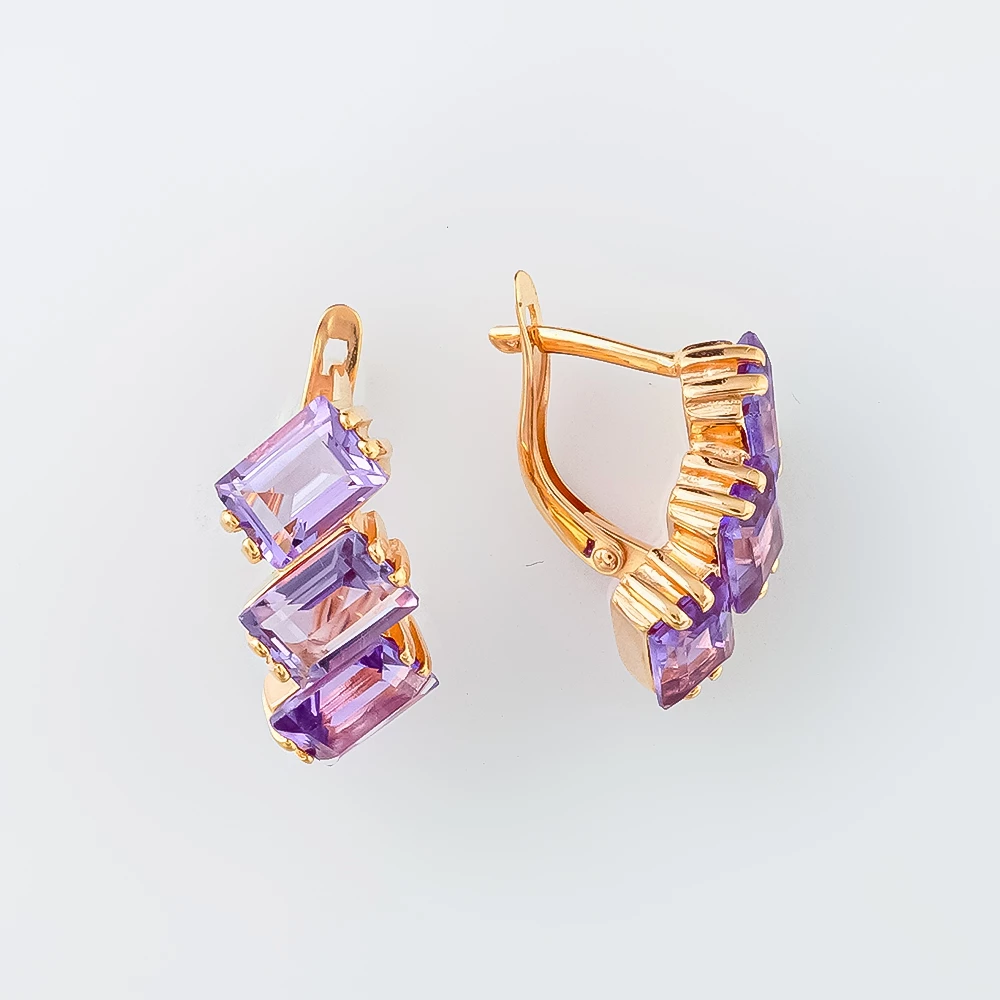 Серьги с аметистом из красного золота 585 пробы 1