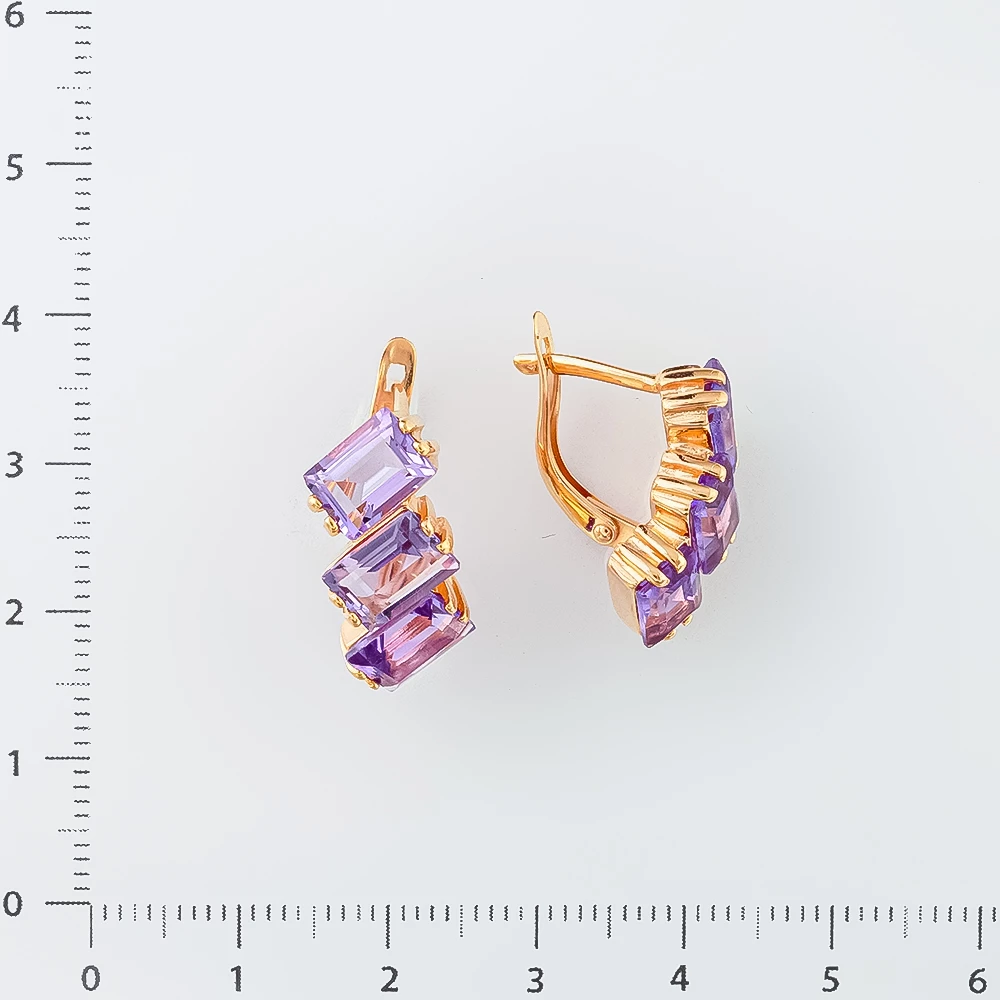 Серьги с аметистом из красного золота 585 пробы 2