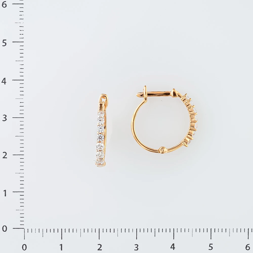 Серьги конго с фианитом из красного золота 585 пробы 2