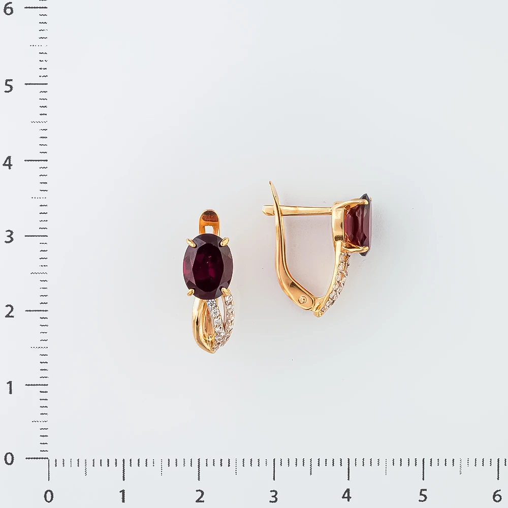 Серьги с фианитом из красного золота 585 пробы 2