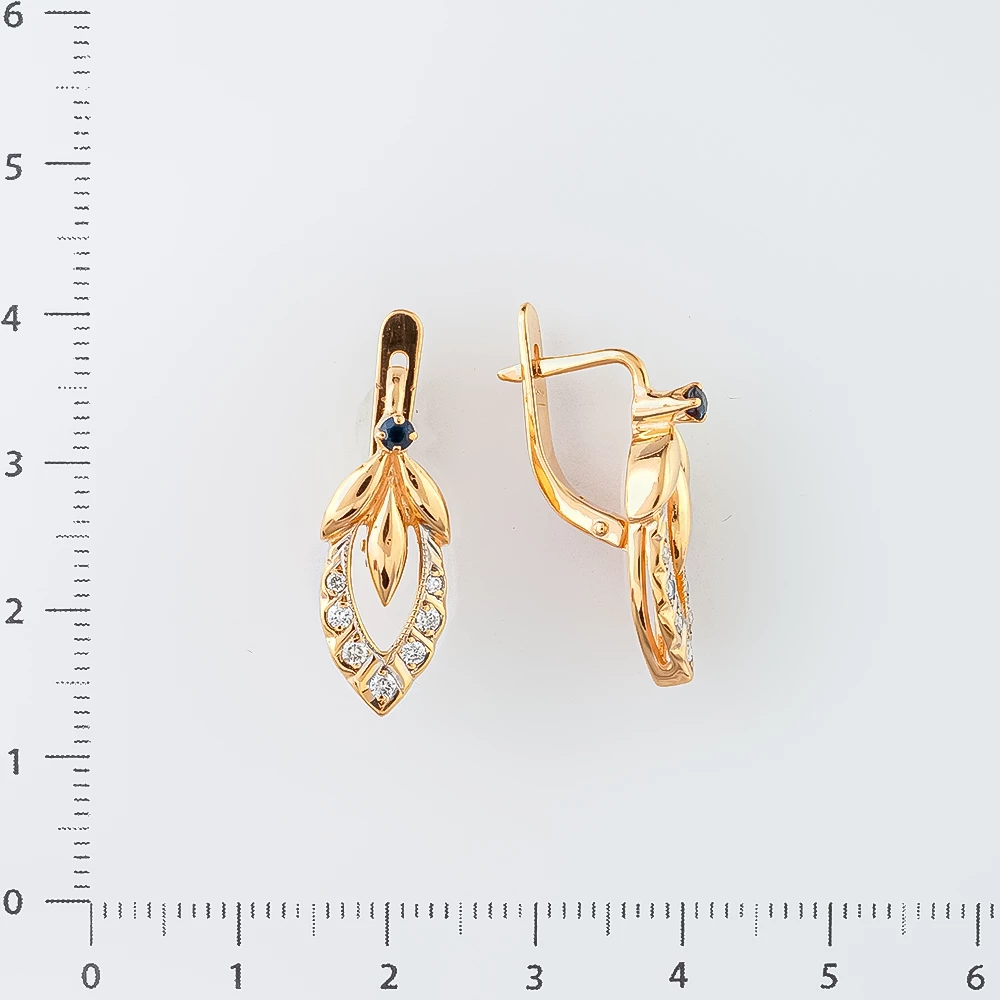 Серьги с сапфиром из красного золота 585 пробы 2