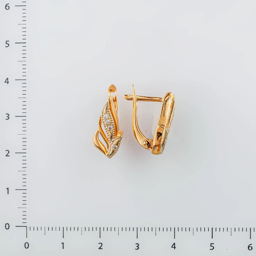 Серьги с фианитом из красного золота 585 пробы 2