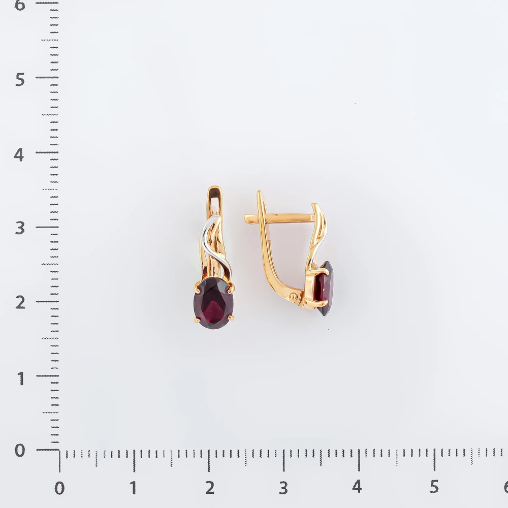 Серьги с гранатом из красного золота 585 пробы 2