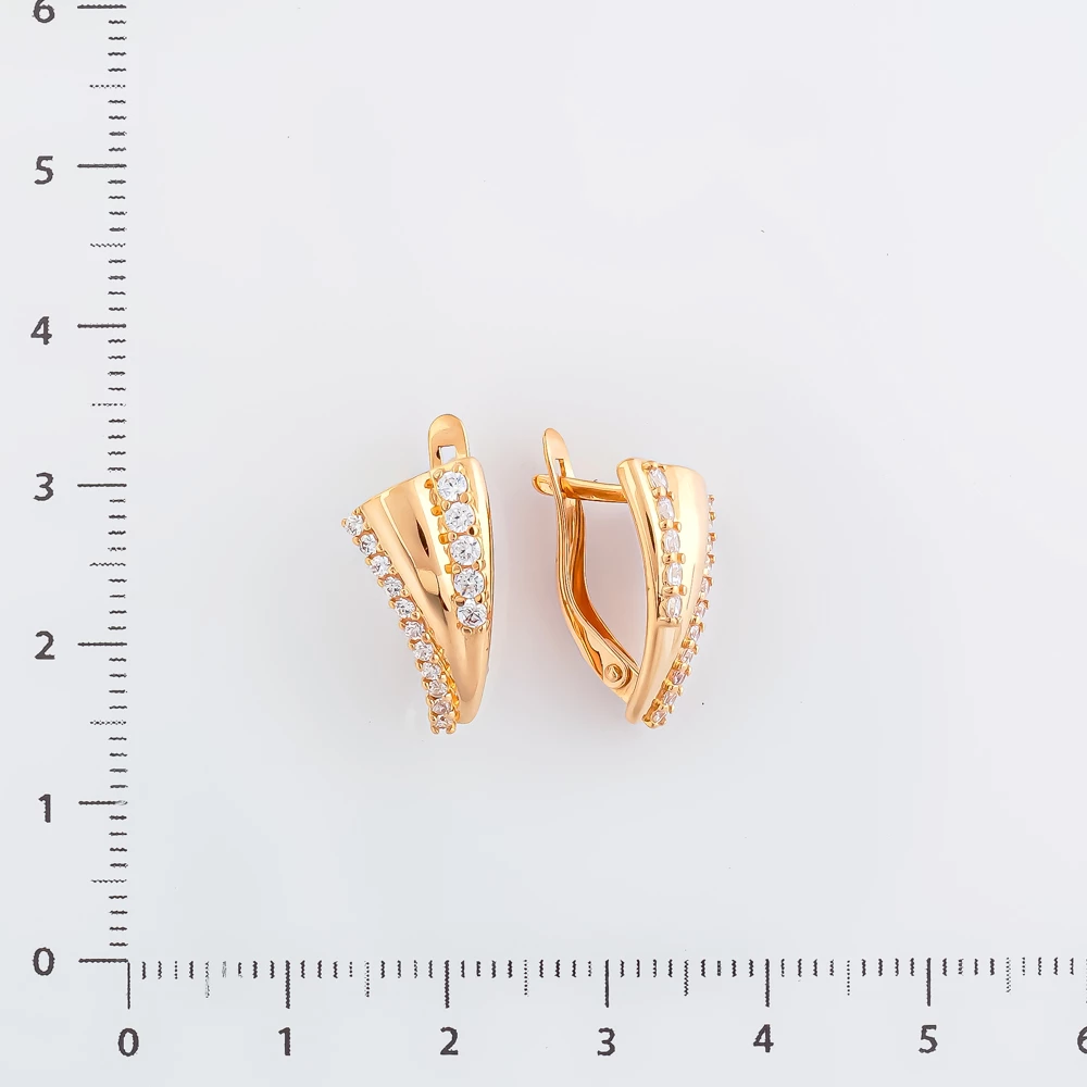 Серьги с фианитом из красного золота 585 пробы 2