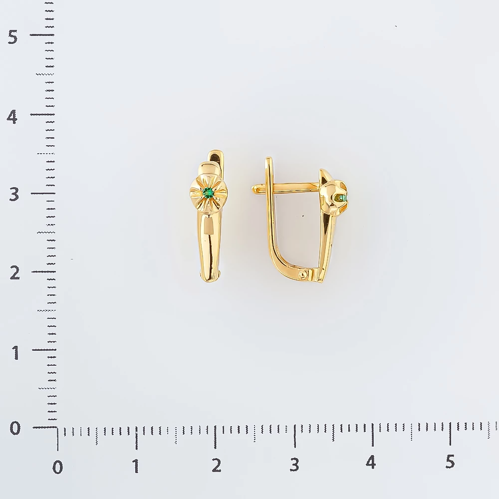 Серьги с изумрудом из желтого золота 585 пробы 2