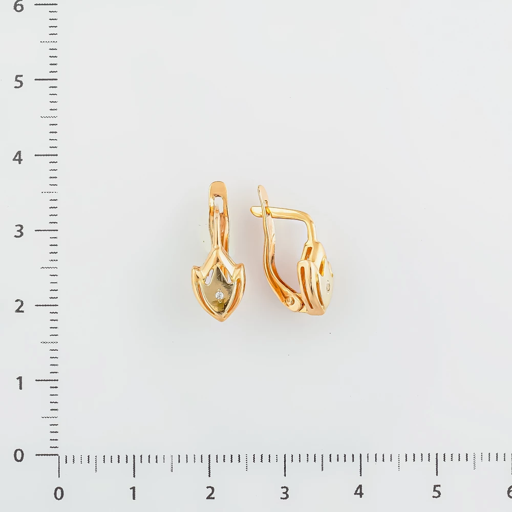 Серьги с фианитом из красного золота 585 пробы 2