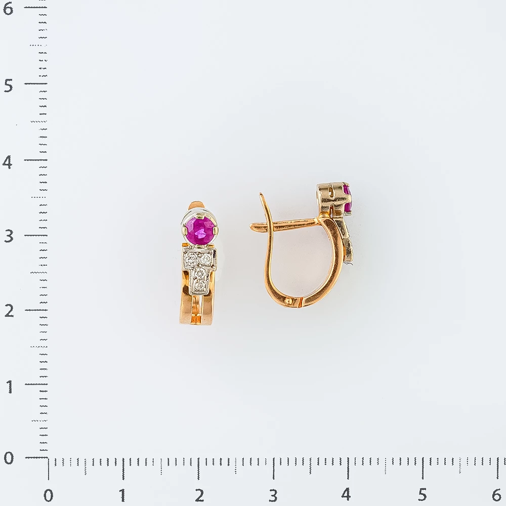 Серьги с рубином из красного золота 585 пробы 2