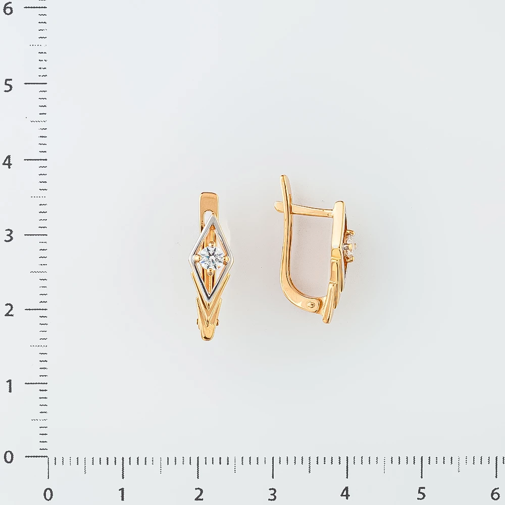 Серьги с фианитом из красного золота 585 пробы 2