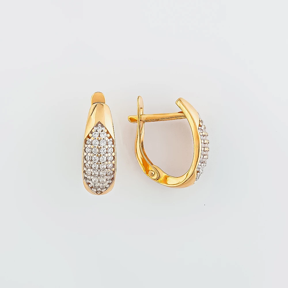 Серьги с фианитом из красного золота 585 пробы 1