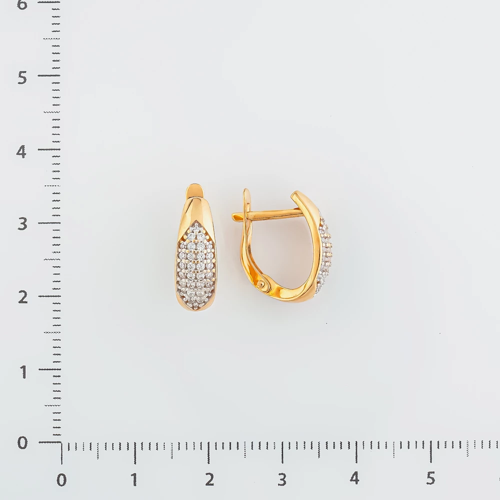 Серьги с фианитом из красного золота 585 пробы 2