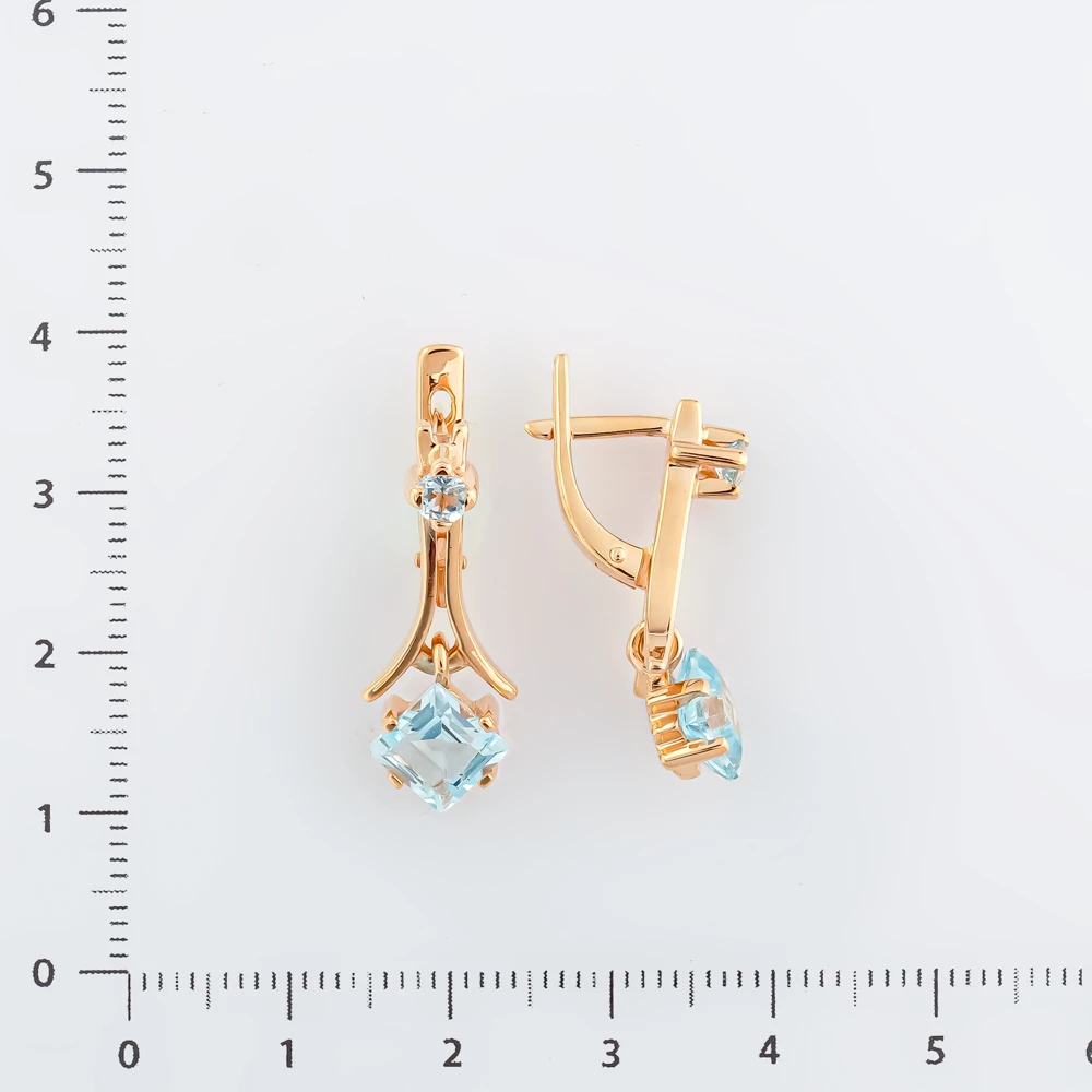 Серьги с топазом из красного золота 585 пробы 2