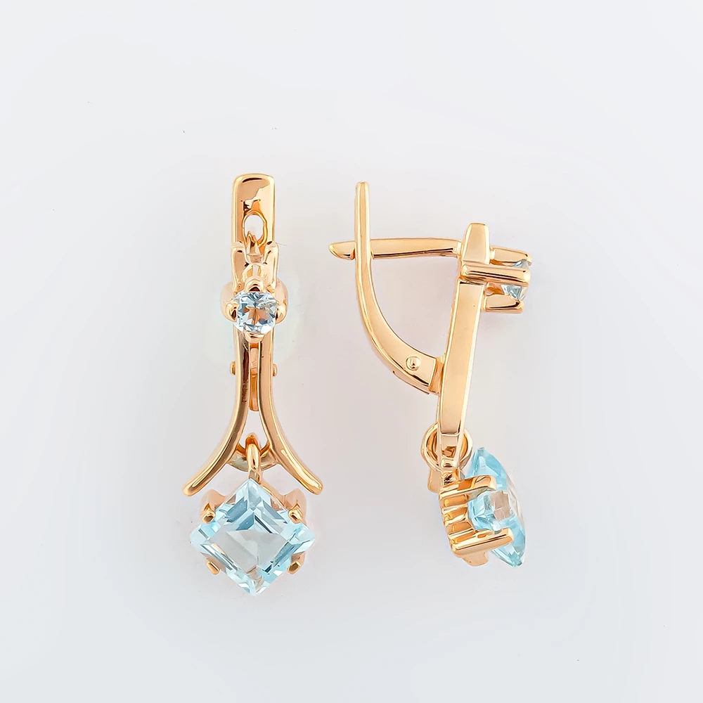 Серьги с топазом из красного золота 585 пробы 1