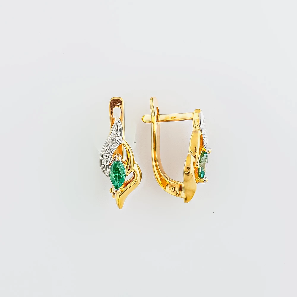 Серьги с ситаллом из красного золота 585 пробы 1