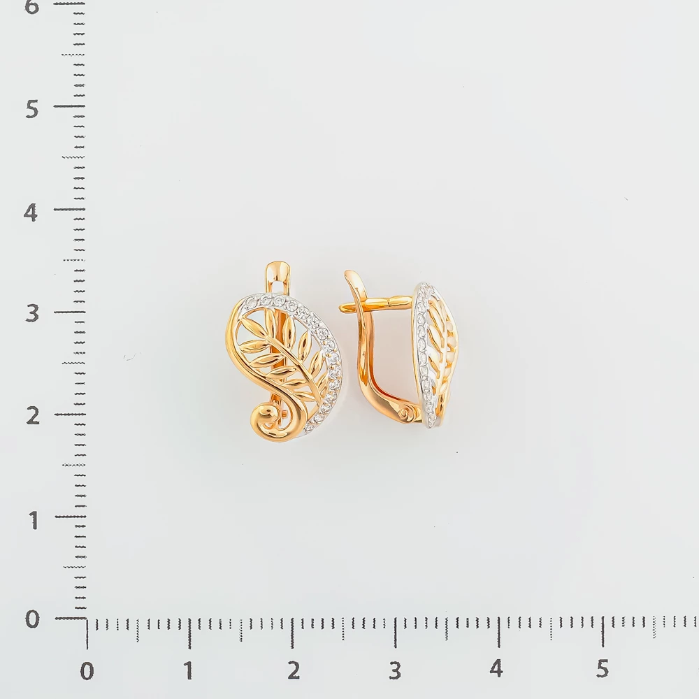 Серьги с фианитом из красного золота 585 пробы 2