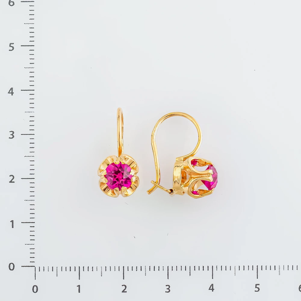 Серьги с фианитом из красного золота 583 пробы 2