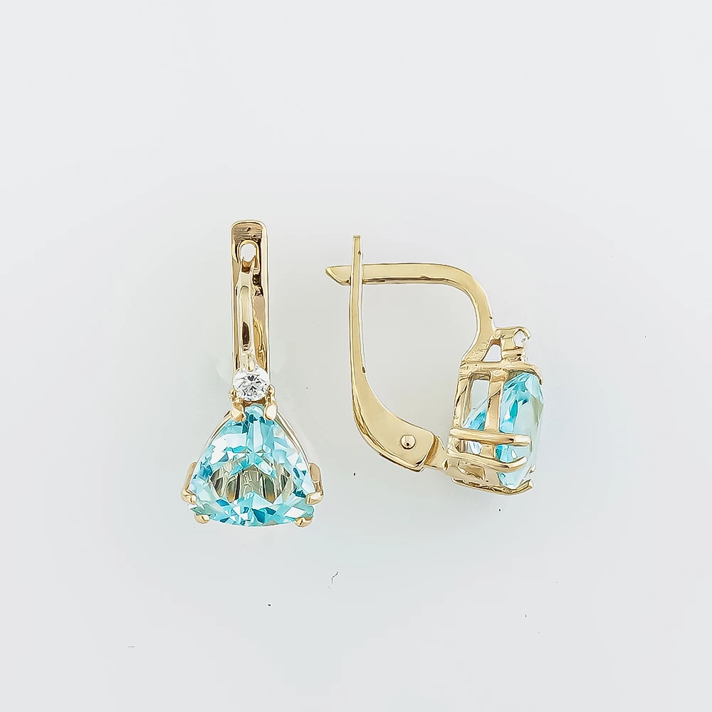 Серьги с топазом из белого золота 585 пробы 1