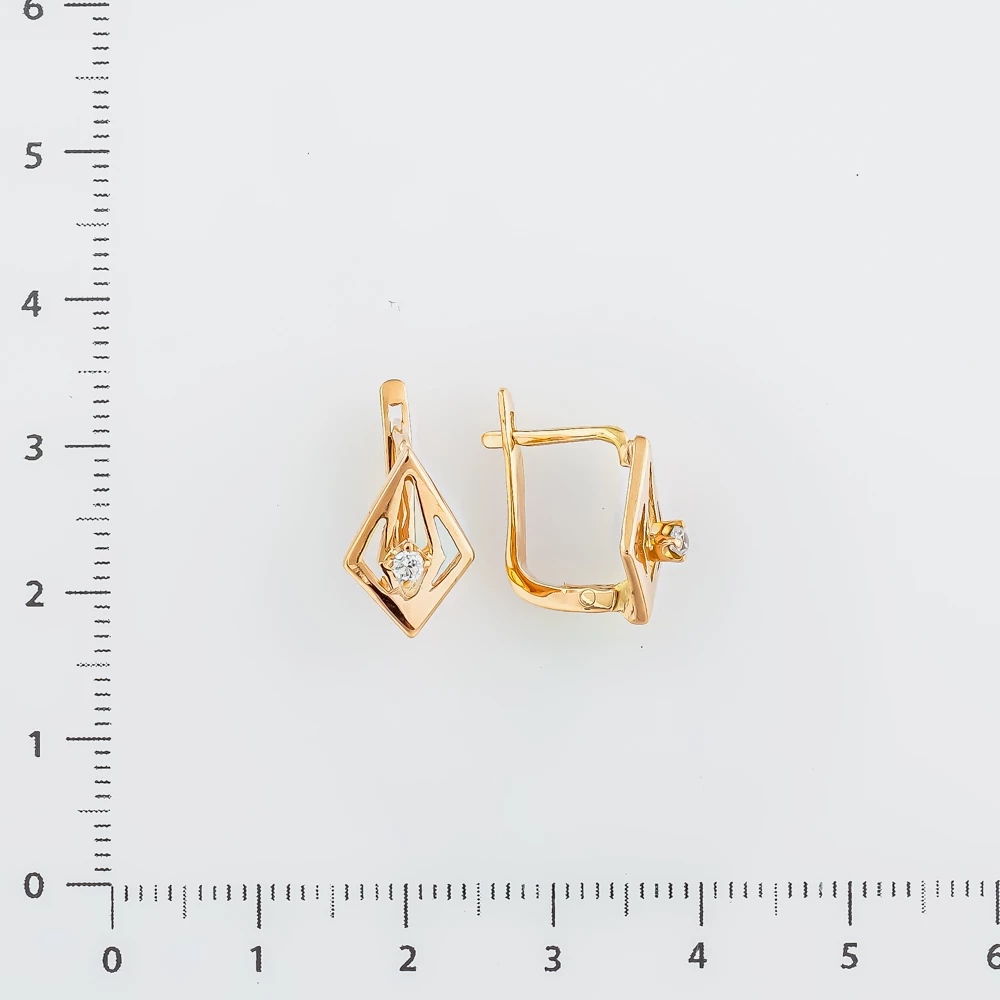 Серьги с фианитом из красного золота 585 пробы 2