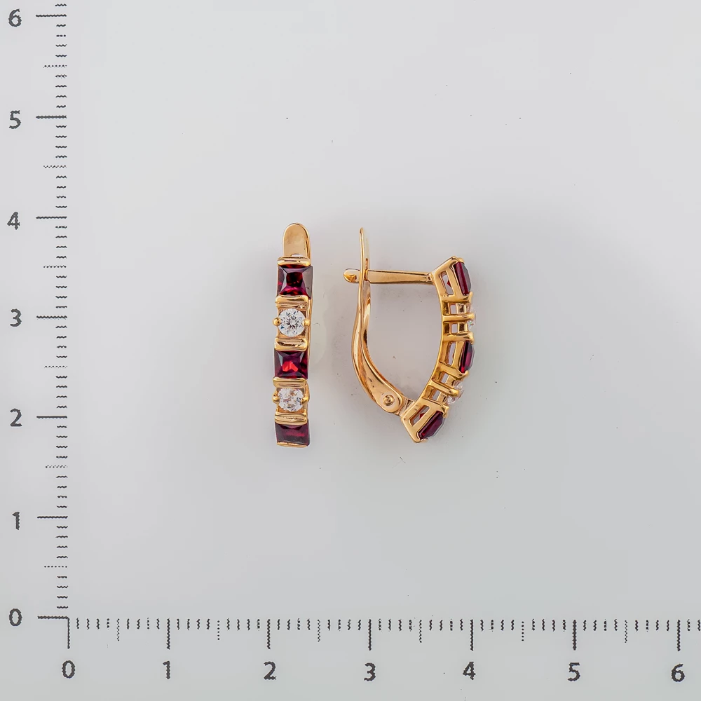 Серьги с гранатом из красного золота 585 пробы 2