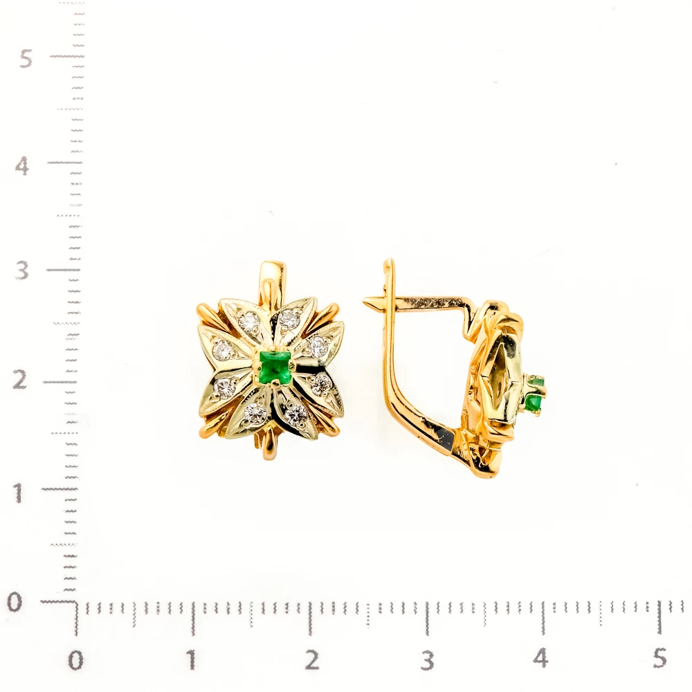 Серьги с изумрудом из красного золота 585 пробы 3