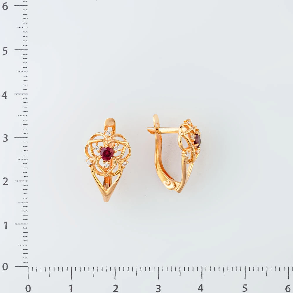 Серьги с гранатом из красного золота 585 пробы 2
