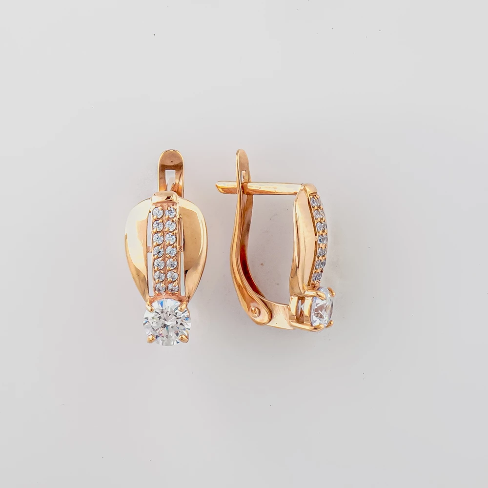 Серьги с фианитом из красного золота 375 пробы 1