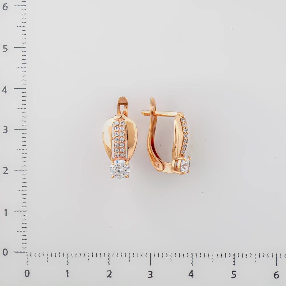 Серьги с фианитом из красного золота 375 пробы 2