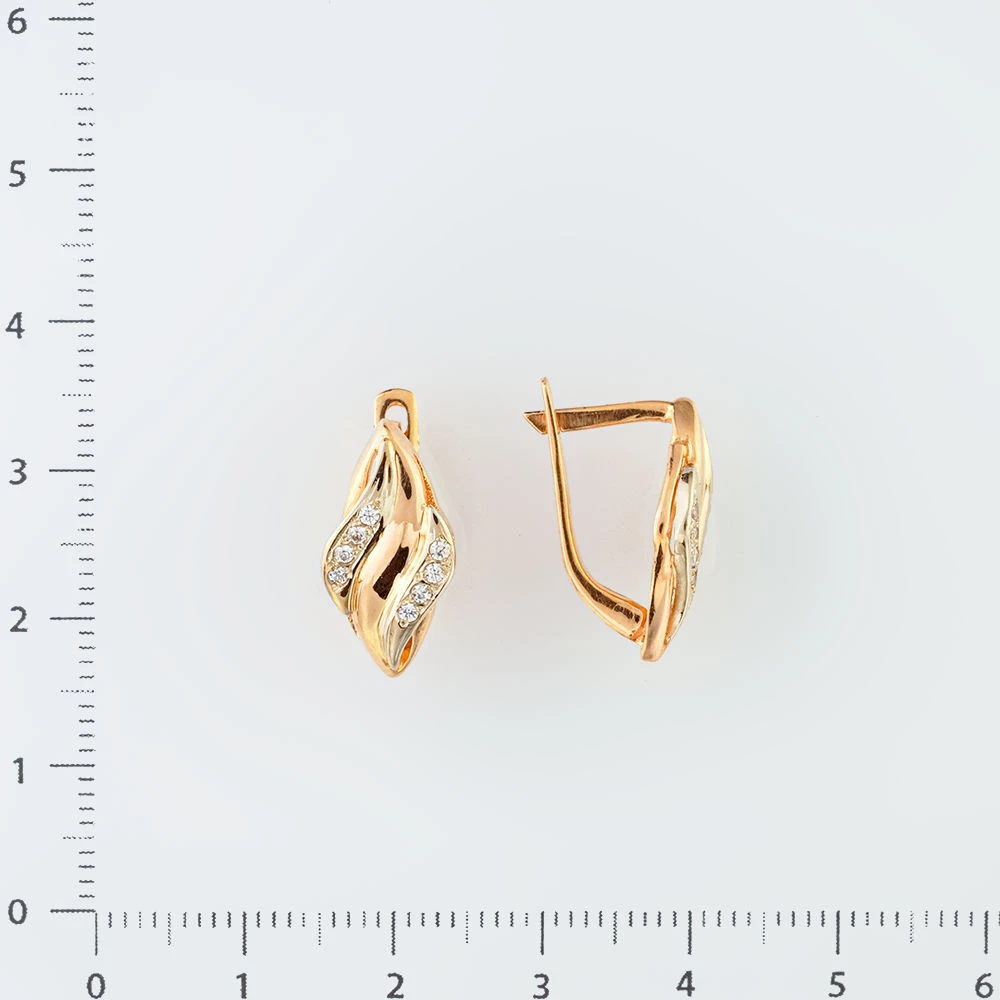 Серьги с фианитом из красного золота 585 пробы 2